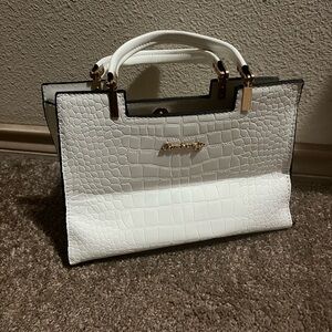 Elegant White Croc-Embossed Handbag